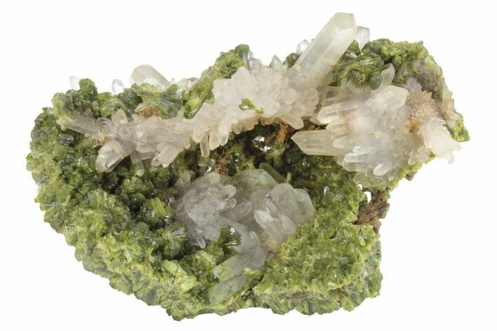 Lustrous Epidote with Quartz Crystals - Morocco #224816